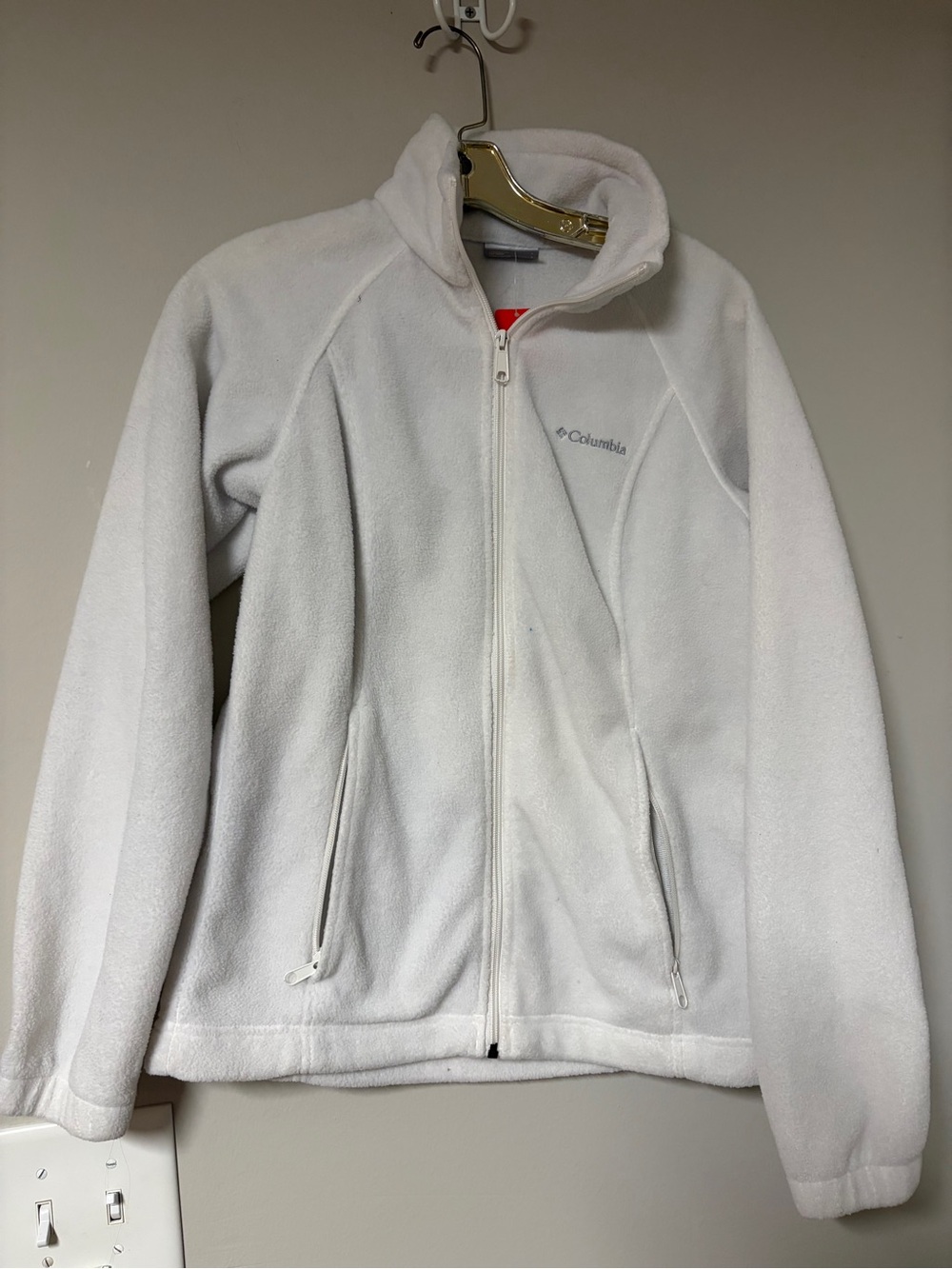 Columbia Benton Springs White Fleece Full Zip Jacket Coat Medium